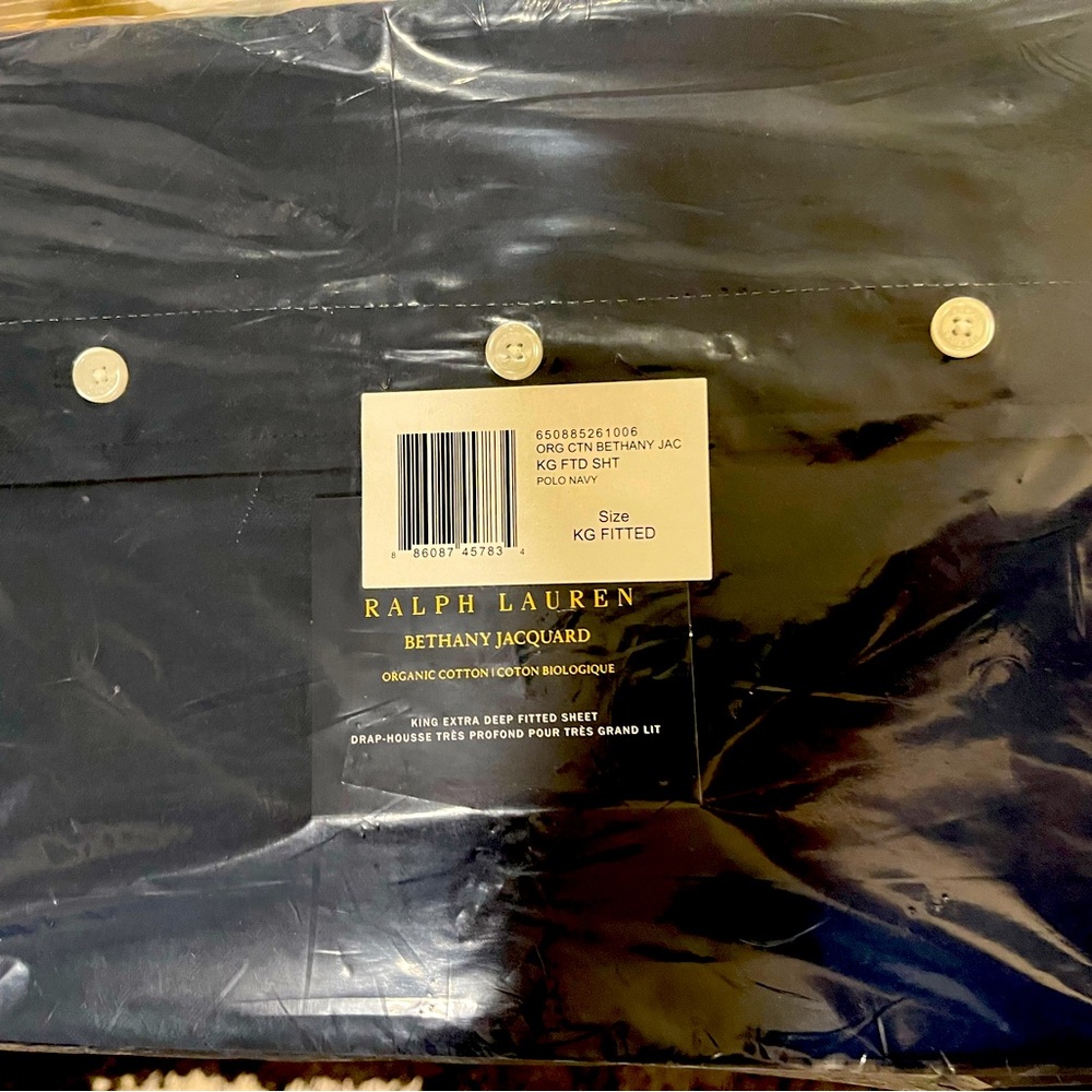 Ralph Lauren Organic Cotton King extra deep Fitted Sheet in Navy